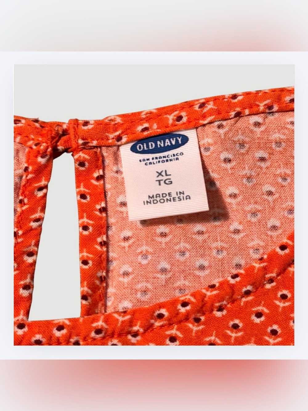 Old Navy Orange-Coral Sleeveless Tank, Floral, Sz XL - Picture 3 of 4